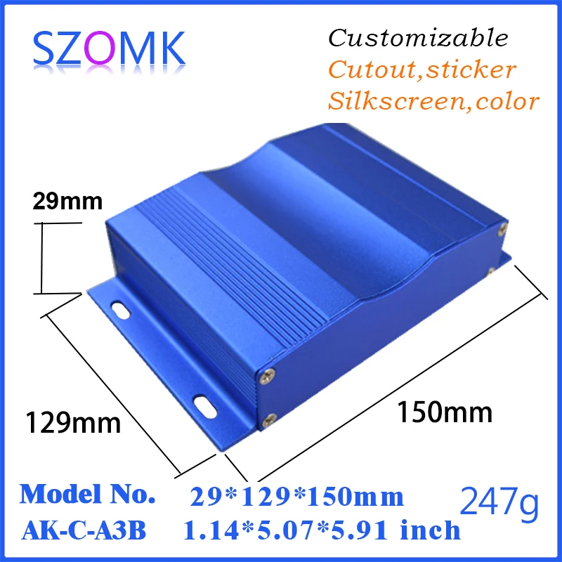 1Pcs SZOMK aluminum amplifier enclosure for electronics extruded aluminum housing box instrument casing for pcb