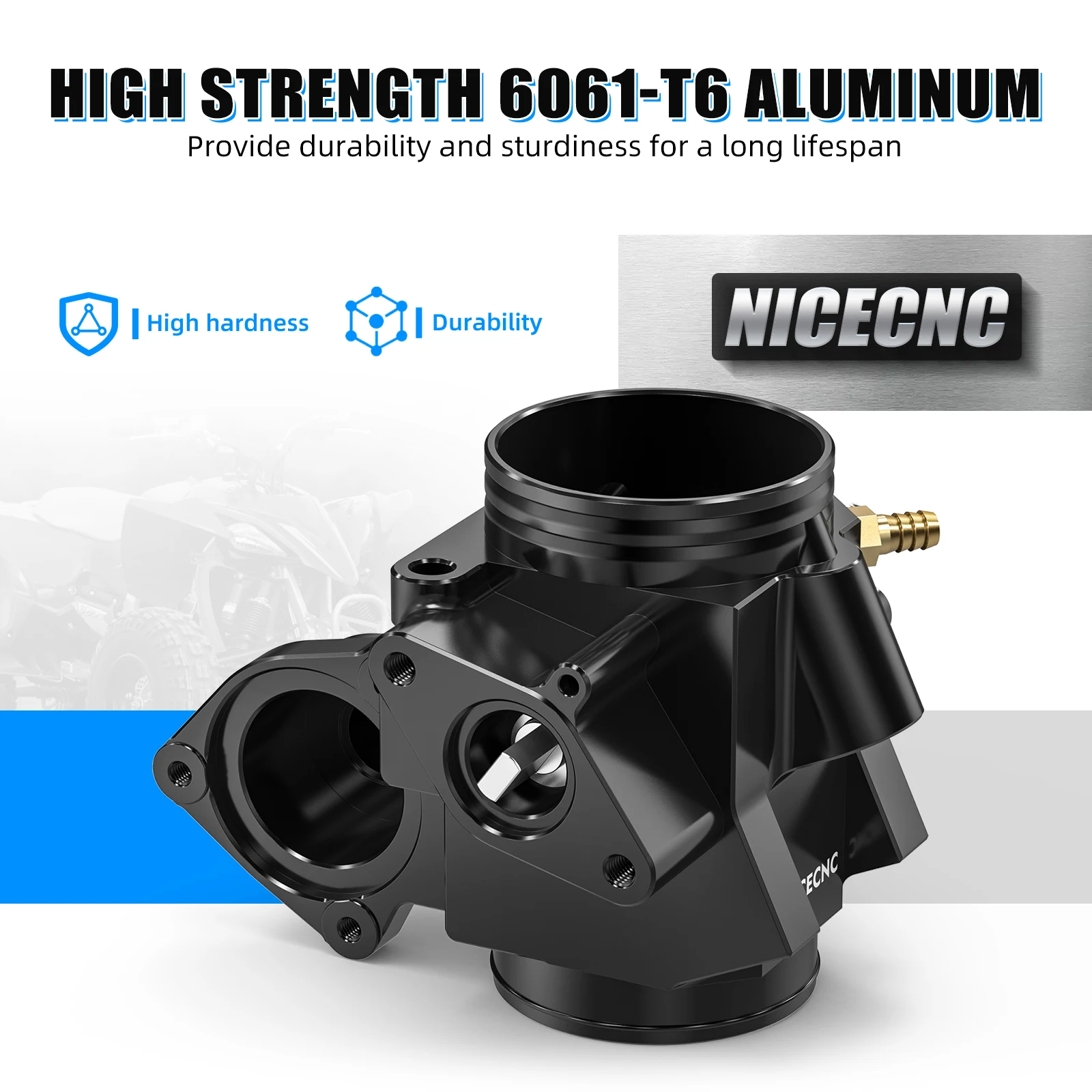 

NICECNC ATV 6061-T6 Aluminum Throttle Body Kit CNC Machined For Yamaha YFZ450R 2009-2025 Replace 18P-13750-01-00 1TD-13750-02-00