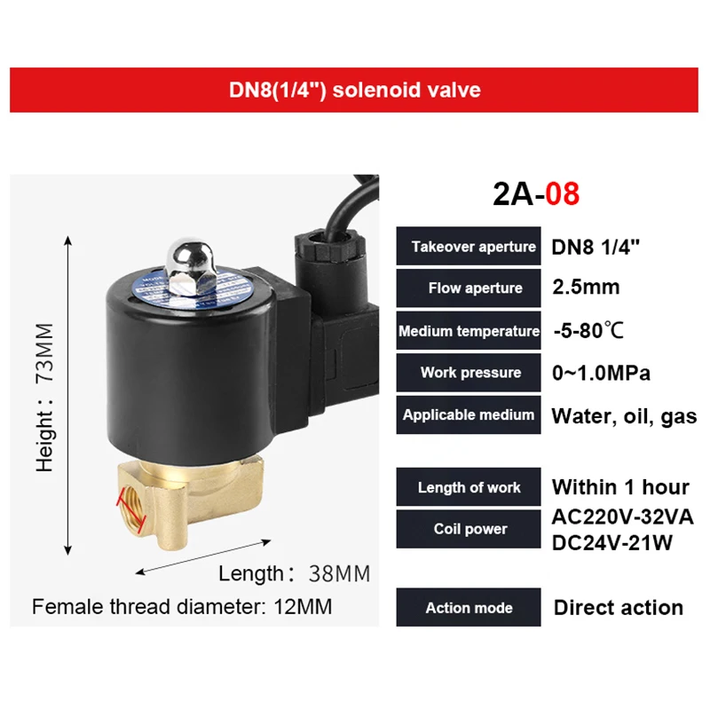 2" Messing Unterwasser Magnetventil Brunnen Magnetventil Wasserventil 220V 12V 24V – Detail 7