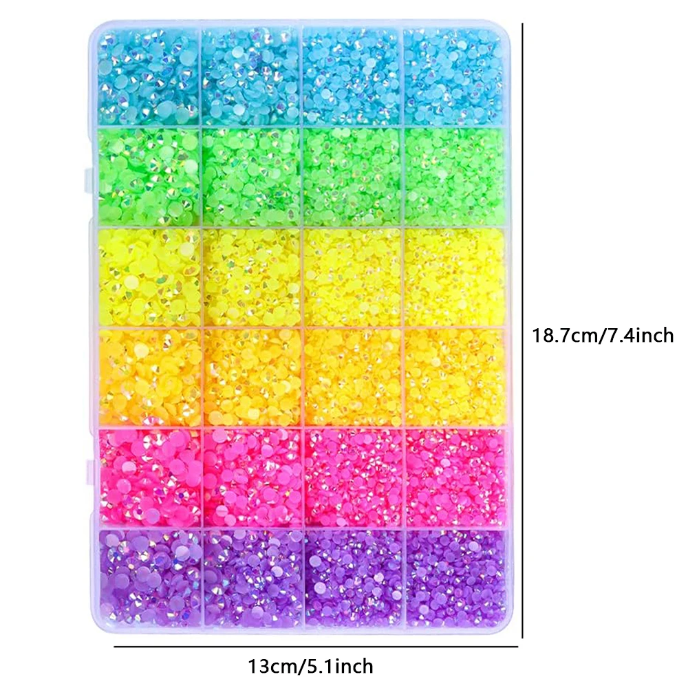 21500pcs Resin Flat Back Rhinestones- Assorted Size Colorful AB Color Round Flat Back Resin For Nail Art DIY Decoration