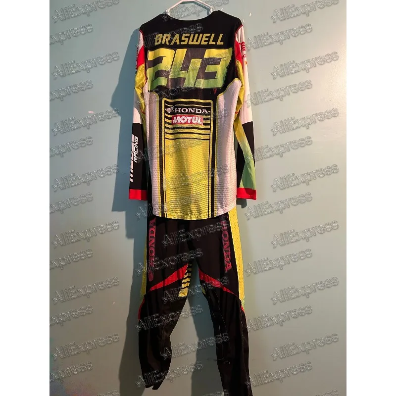 

2025 Honda Autumn Motocross #243 BRASWELL Jersey and Pants for Man Set Motocross Endurance Gear Combination Off-road Racing Suit