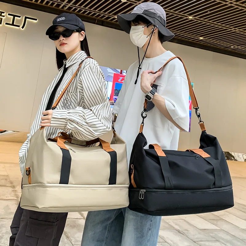 Large Capacity Travel Duffel Bag with Shoe Compartment Crossbody Bag, Waterproof Weekend Overnight Bag for Gym, Sports Trips