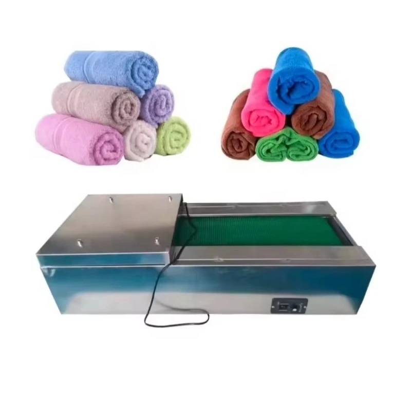 

Automatic hotel wet face bath towel folding folder rolling packaging packaging machine