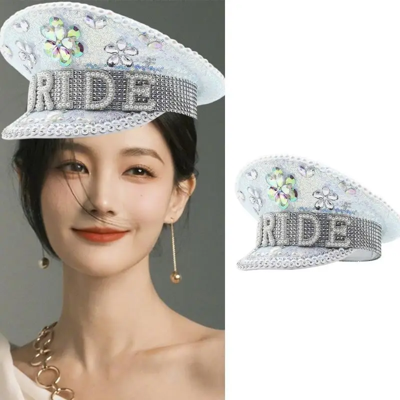 

652F Wedding Bride Hat Carnivals Hat Costume Bride Captain Cap Party Hat