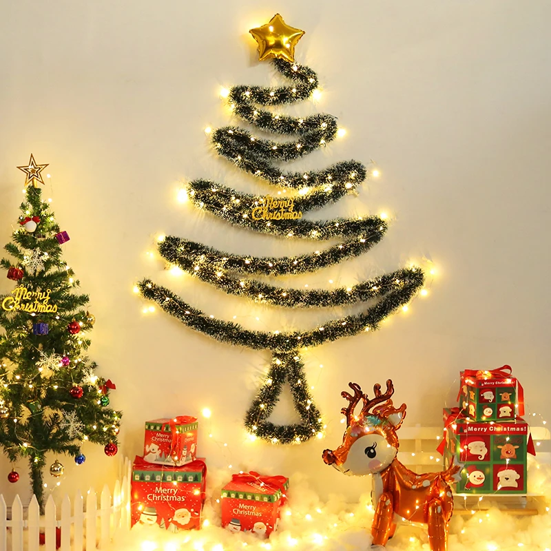 

3/5/10M Christmas Rattan With Lights Lamp DIY Christmas Tree Ornaments for Home Party Mounted Rattan Garland 2025 Xmas Decor