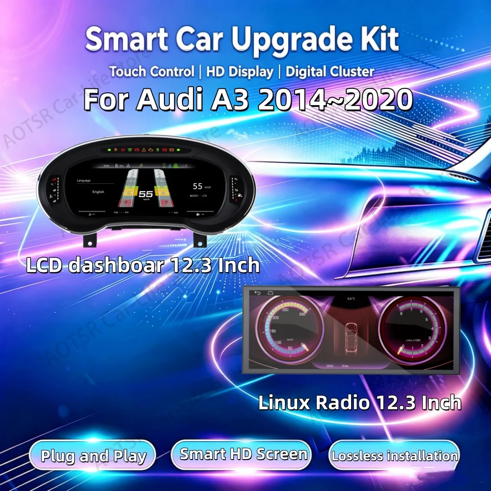 Steering Wheel Control For Audi A3 2013~2020 Digital Performance Display Dashboard LCD Speed Table Car Virtual Information