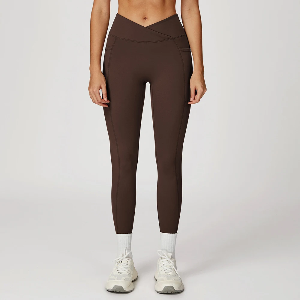 

Women Yoga Leggings Cross Waist Sport Pants High Waist Fitness Leggings Abdominal Workout Running Pants Hips Lifting Gym Legging