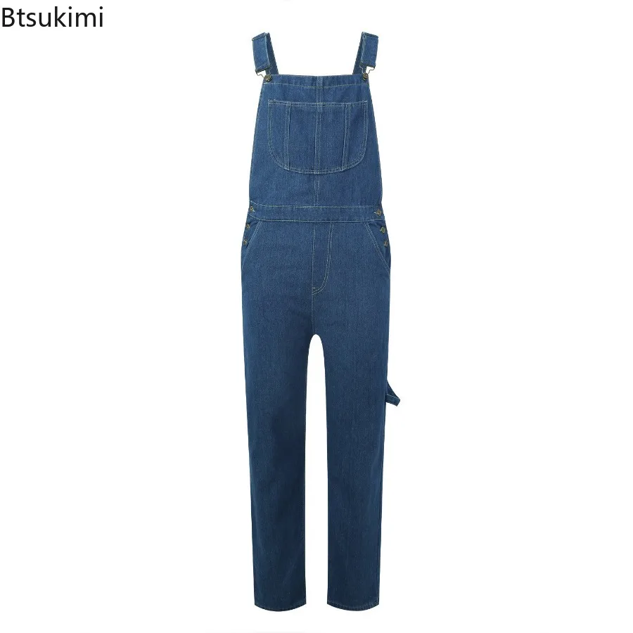 2025 Men Jeans Multi-pocket Denim Overalls Street Style Jumpsuits for Men Casual Loose Suspender Pants Retro One Piece Trousers