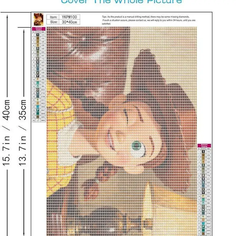 1 шт. Disney Pixar Toy Story Jessie Diamond Painting, 5D Full Drill Cartoon Cowgirl Winking Girl Art Kit, Большая картина драгоценных камней своими руками,
