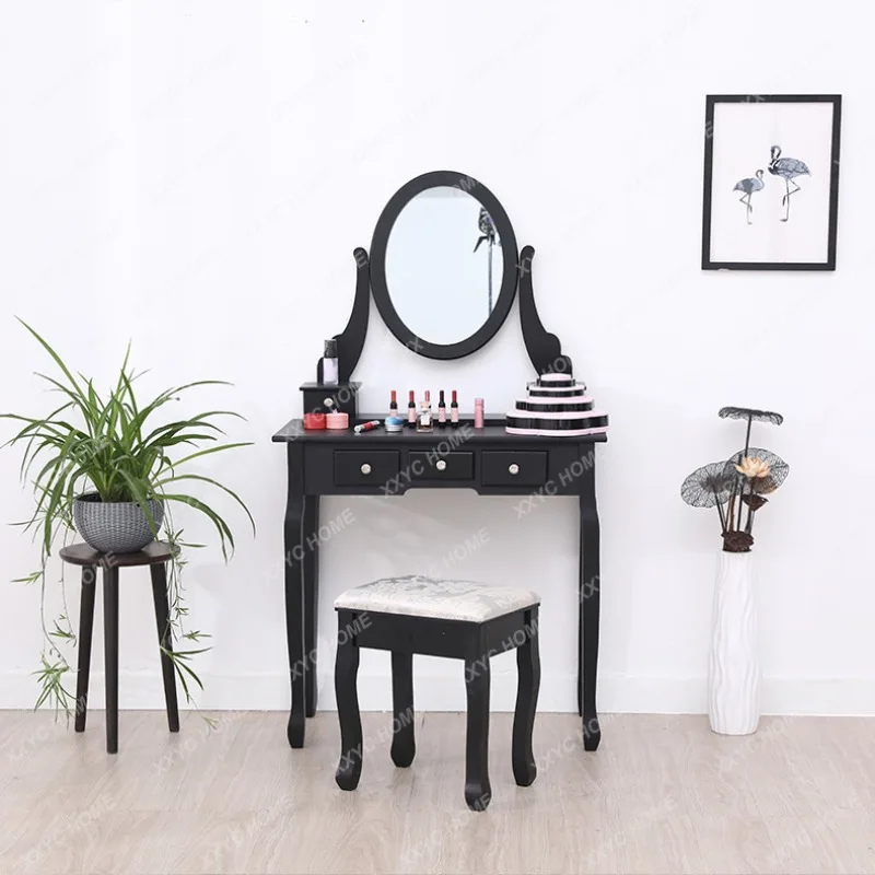 Simple Solid Wood Dressing Table Dressing Mirror Simple Small Apartment Mini Dresser Dressing Table