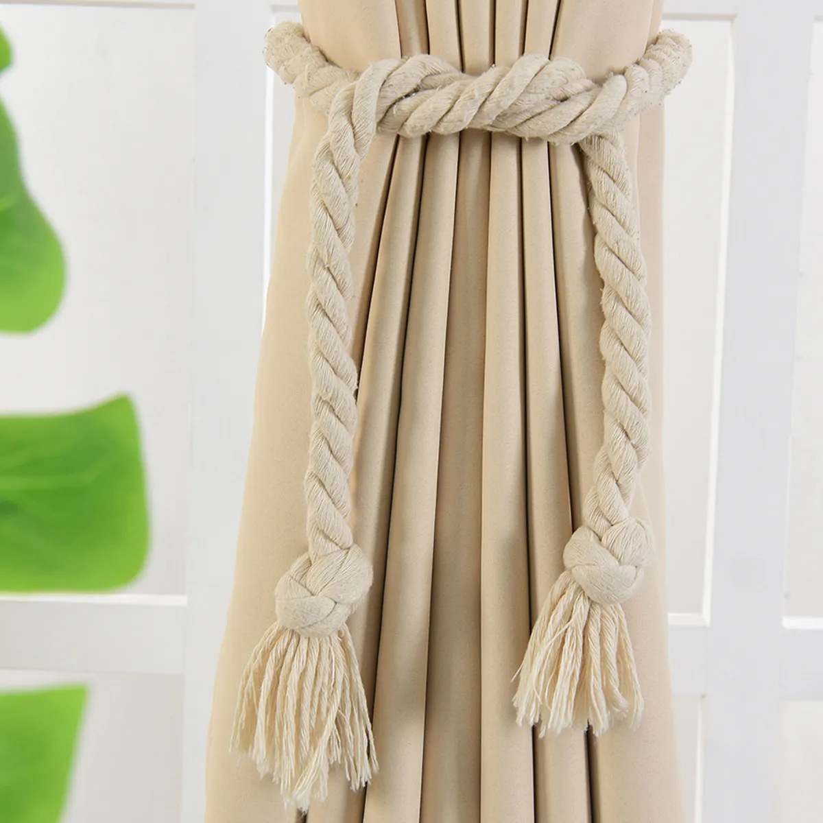 A Pair of Sturdy Rope Curtain Tiebacks Elegant Nautical Design for High Grade Thick Curtains Drapes Door Wall Decor Utility