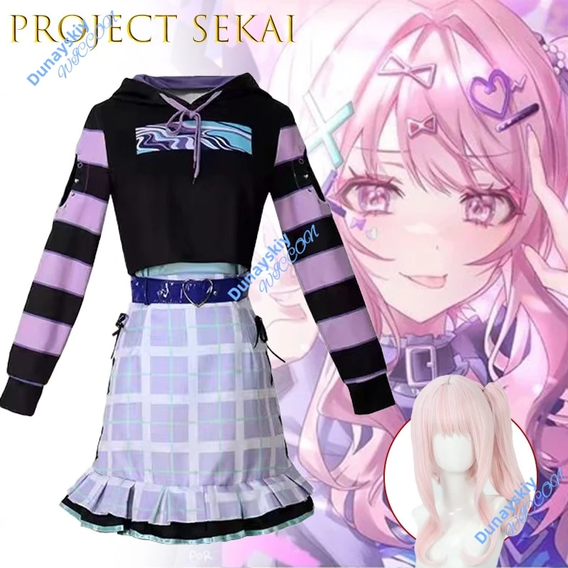 

Project Sekai ColorfulStage Косплей Костюм Парик с Shinonome Ena Akiyama Mizuki Yoisaki Kanade Аниме Наряд Хэллоуин