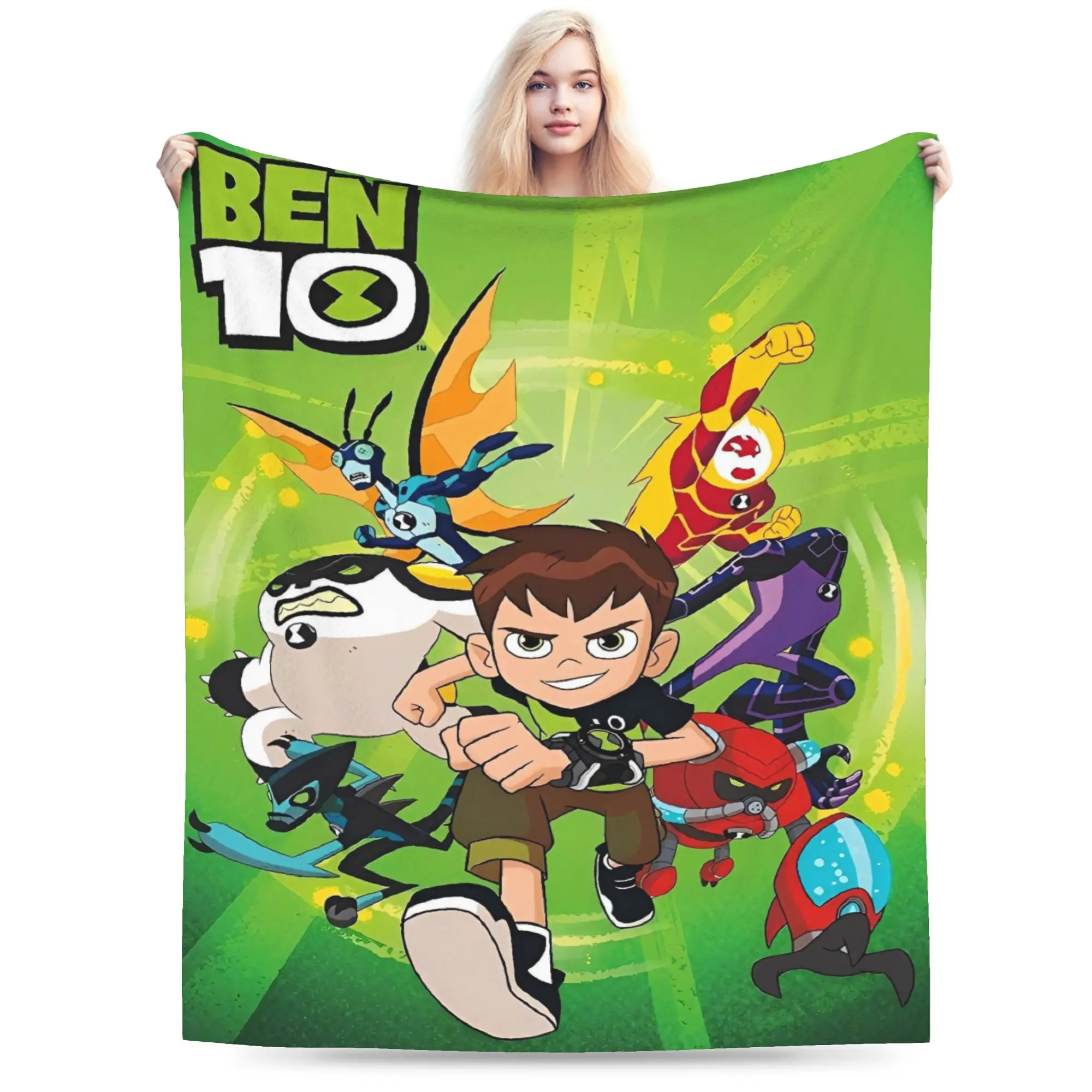 Ben 10 Omnitrix Flannel Blanket Winter  Soft Warm Throw Blanket for Kids Adult Outdoor Pattern Bedspread Sofa Bed Cover