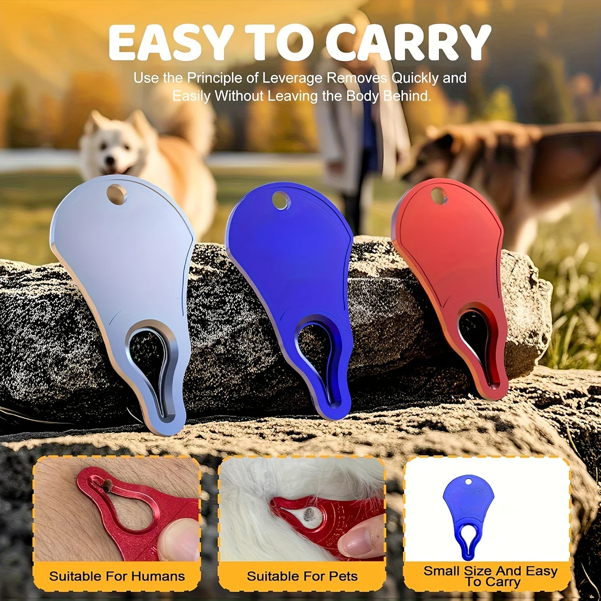 1PC Random Color Portable Tick Remover Tool, Quick and Safe, Suitable for Pets, Animals, and Humans, Reliable Outdoor Living Essential