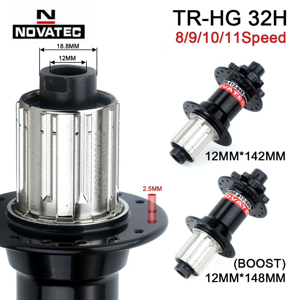 NOVATEC MTB Hub 28/32/36 Holes HG MS Bicycle Rear Cubes 8/9/10/11/12 Speed Mountain Bike Hubs Micro Spline 32H Disc brake Cube