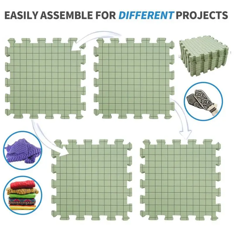 Blocking Mats Foam EVA Foam Splicing  Set Lightweight Precise Grid Lines Crochet Blocking Board Crochet Blocking Mats And T-Pins