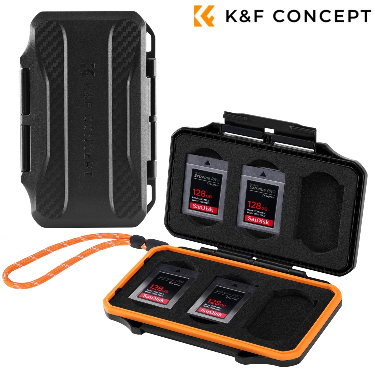 

K&F Concept Memory Cards Storage Case Waterproof Shockproof 6 Slots CF Memory Card Box For XQD or Cfexpress Type-B Cards Holder