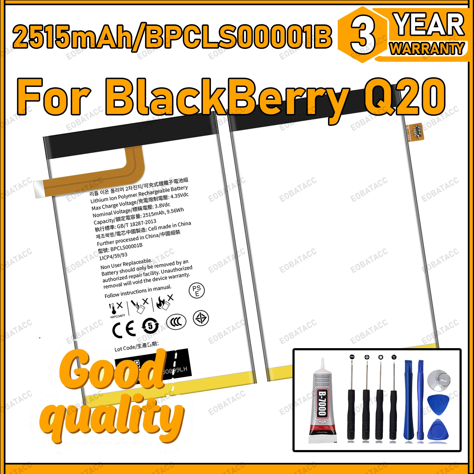 

100% New Zero Cycle BPCLS00001B Battery For BlackBerry Q20 phone Replacement Batteries Bateria +Tools