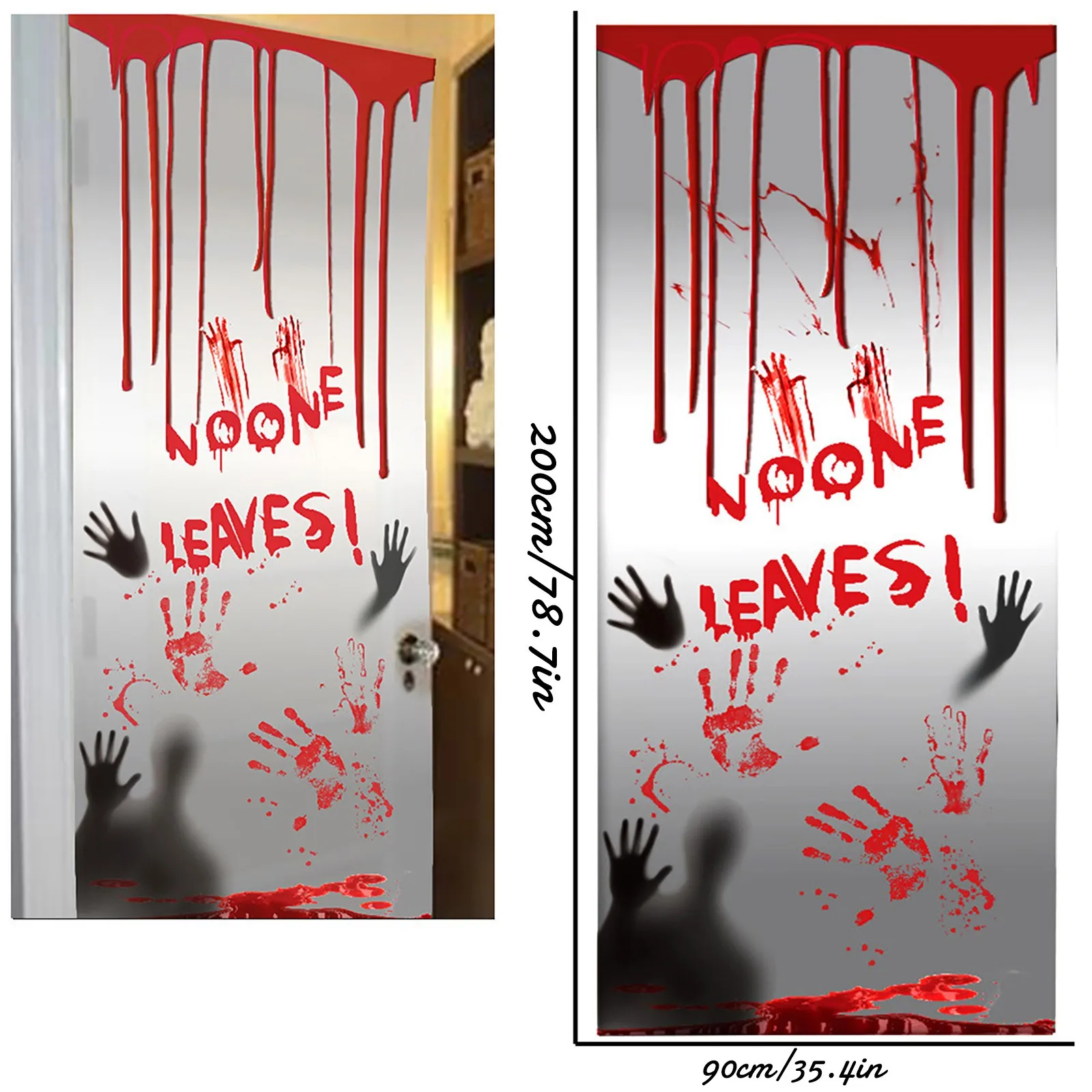 Spoof Blood Stains Door And Window Wall Stickers Halloween Blood Handprint Stickers festival Party Decor Window Glass Stickers view 5