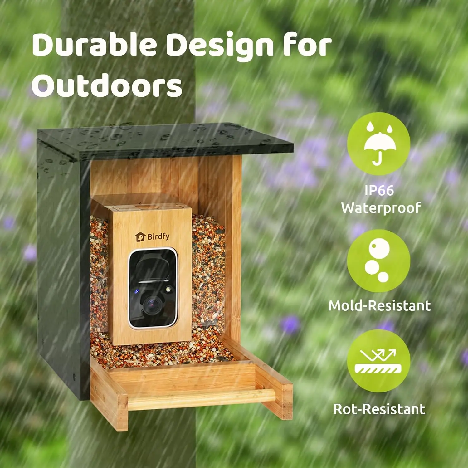 Smart Bird Feeder with Camera, Solar Powered, 2K HD Live Stream, AI Recognition for Bird-Watching & Learning photo 4