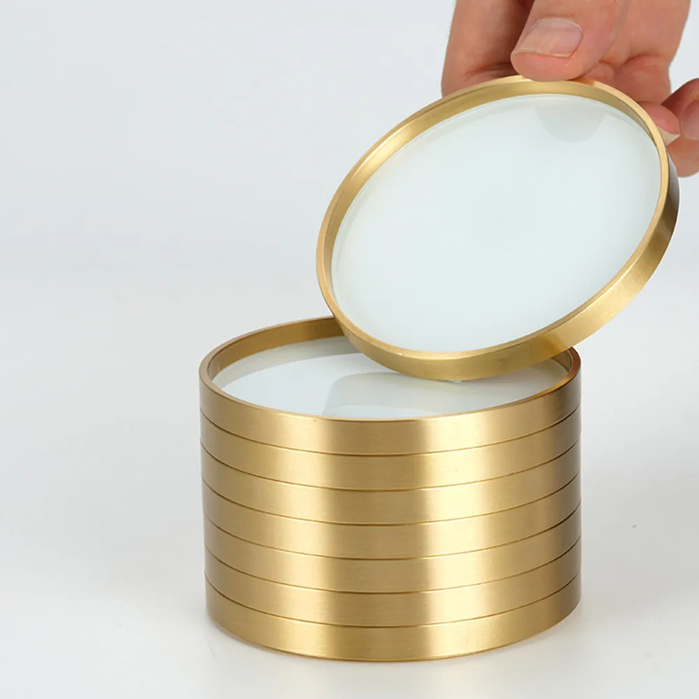 Brass Tea Cup Coaster Glass Tray Heat Insulation Incense Holder Retro Vintage Cup Mat Decorative Saucers for Tea