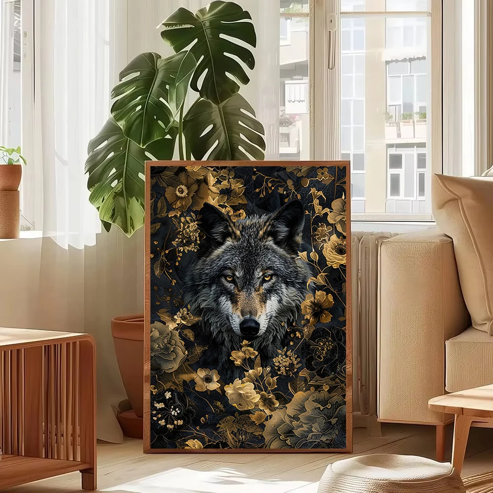 Aristocratic Style Howl Wolf Portraits Poster Classic Victorian Gothic Animal Canvas Painting Wall Art Pictures Home Decor