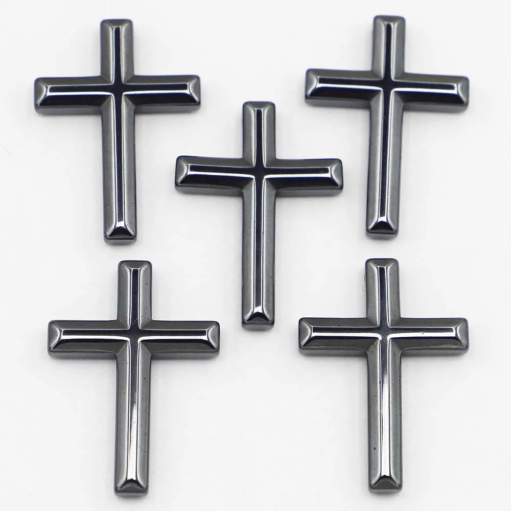 Simple Fashion Perforated Hematite Little Cross Necklace Pendants Accessories Charms Jewelry Making Wholesale24Pcs Free Shipping