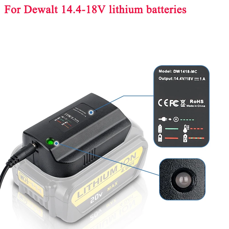 

New Lithium Battery Split Charger Adapter Compatible with For DeWalt DCB118 14.4-18V Lithium Battery Power Tools US/EU/UK Plug