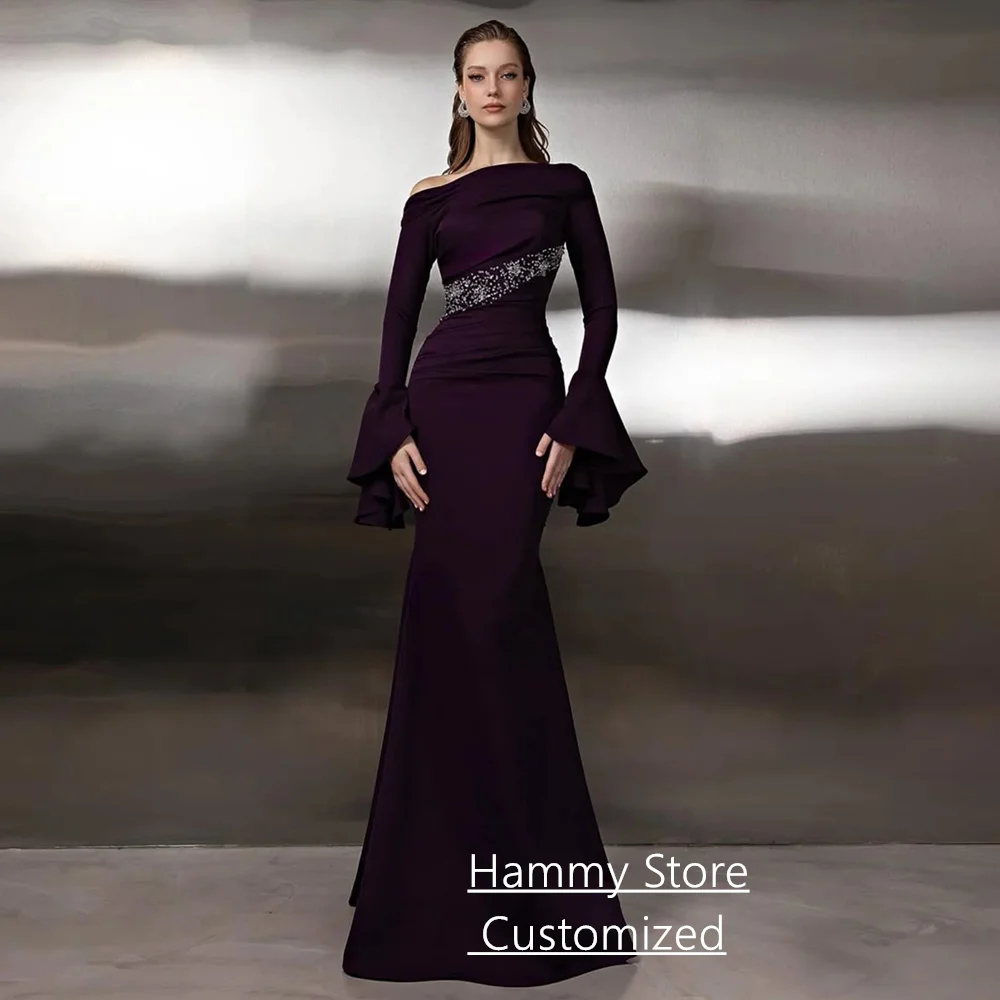 

Современное арабское вечернее платье русалки по индивидуальному заказу с расклешенными рукавами и бисером, расшитое блестками, вечернее платье в Саудовской Аравии فساتين заслуживае проведения