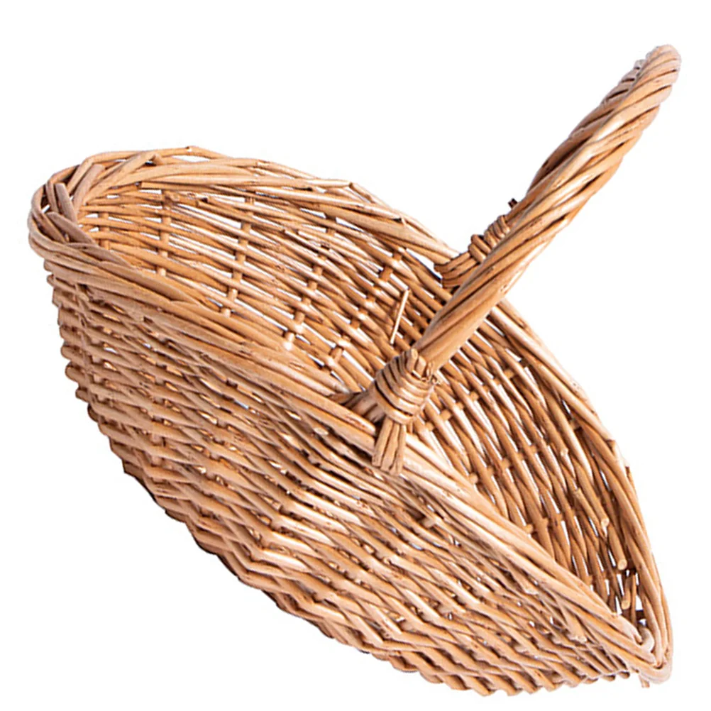 Wicker Picnic Basket Handle Empty Gift Basket Fill Open Top Market Harvest Baskets Garden Fruit Candy Wine Egg Gathering