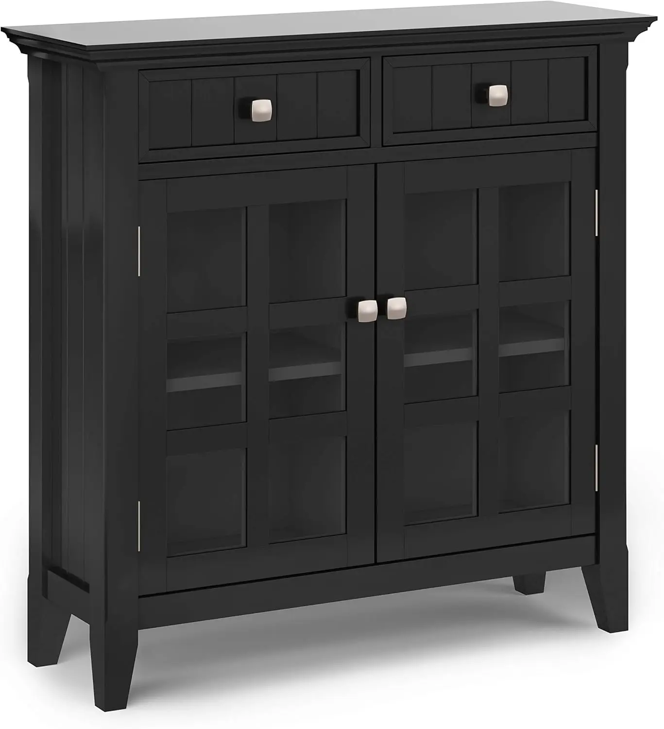 36 inch Wide Transitional Entryway Hallway Storage Cabinet in Black, with 2 Drawers, 2 Doors and 2