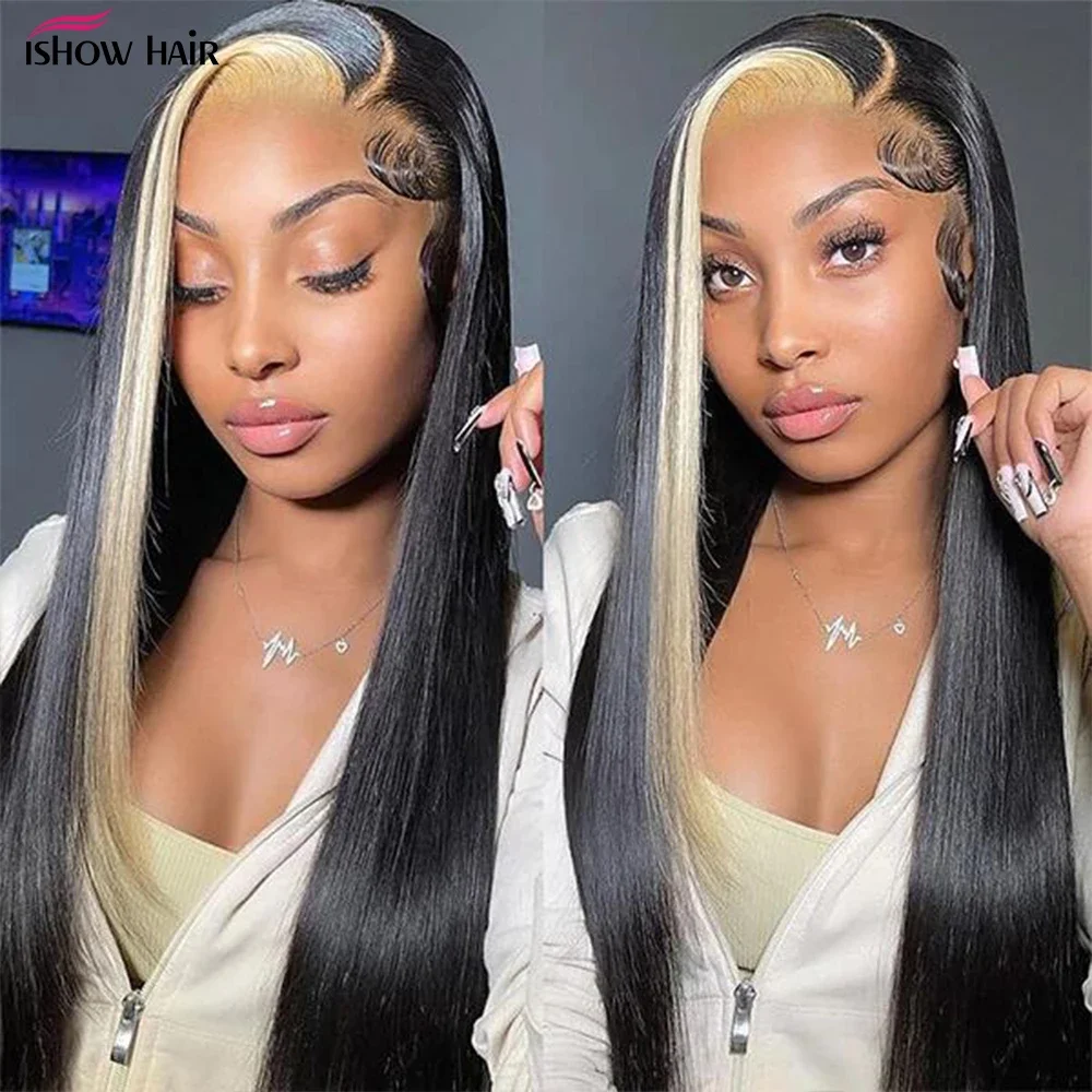 

Ishow Blonde 4x4 Lace Closure Human Hair Wigs Straight Transparent 13X4 Lace Frontal Wig 1B/613 Colored Human Hair Wigs