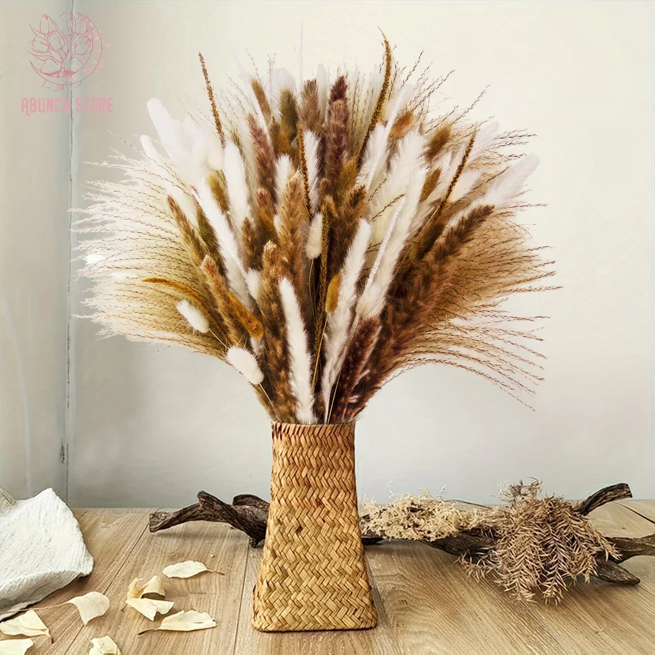 130pcs Natural Dried Pampas Flower Wedding Floral Bouquet Fluffy Phragmites Bunny Tail Grass Home Table Vase Ornament Decoration