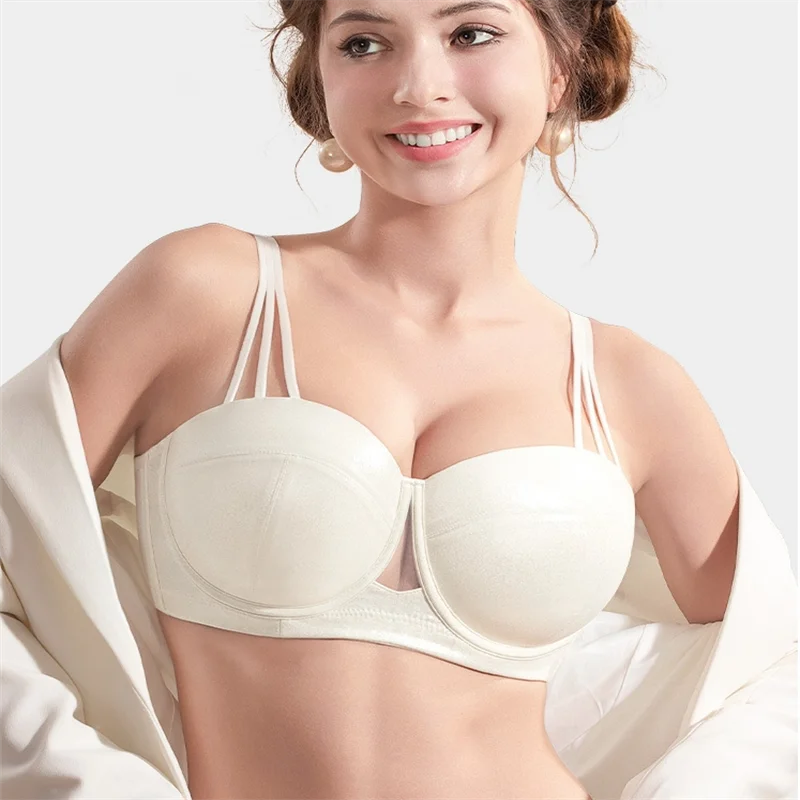 Plus Size Women's Lift & Shape Full Coverage Bra Slim Thin Cup Shining White 75 80 85 90 95 100 105 B C D E F