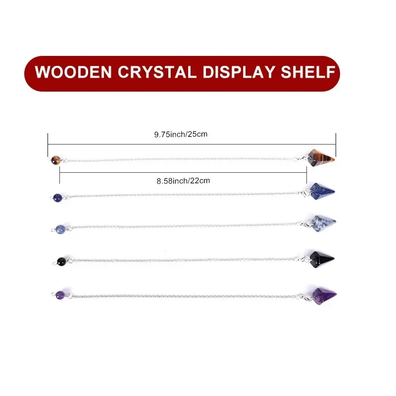 Black Pendulum Crystal Display Holder Wood Witch Rock Stone Stand Moon Phase Wiccan Supplies Witchcraft Gift Healing Stone Rack view 5