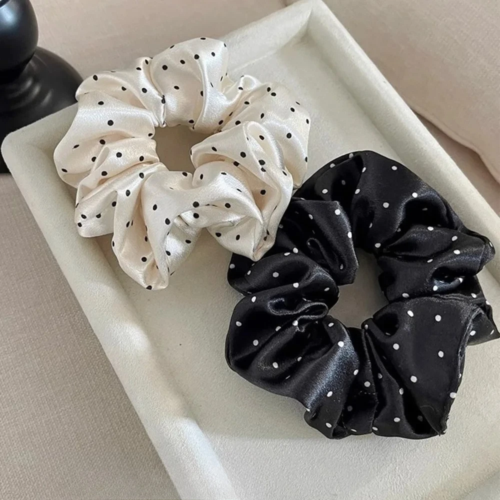 

Silk Scrunchies For Hair Simulation Silk Polka Dot Large Intestine Hairs Ring Gentle Retro Head Rope Hairring Hair Accessories