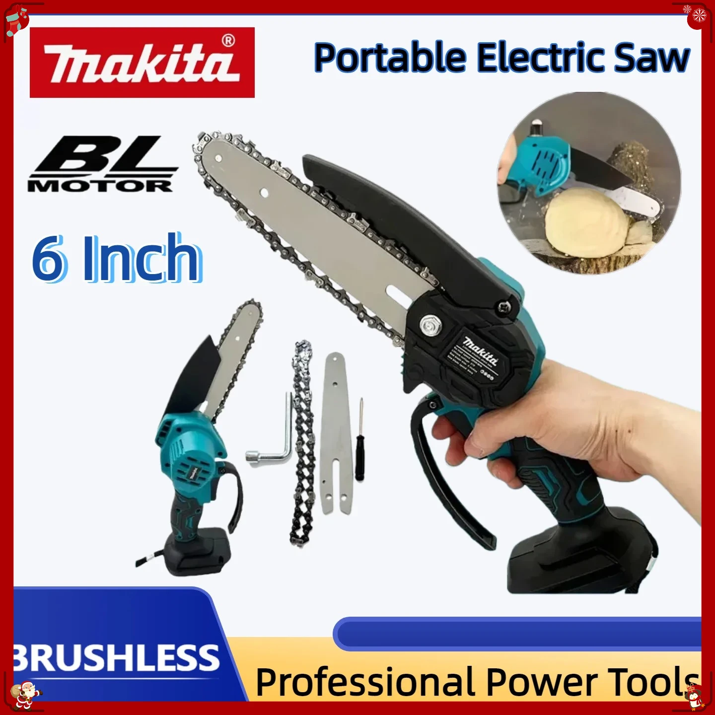 

Аккумуляторная цепная пила Makita 6 дюймов для деревообработки, электрическая ручная портативная пила для распиловки древесины, электроинструмент