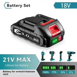 128VF 3000mah Li-ion Battery 21V MAX 18V Rechargeable Battery BL1850B BL1430B BL1830B for Makita 21V Tool Replacement Battery