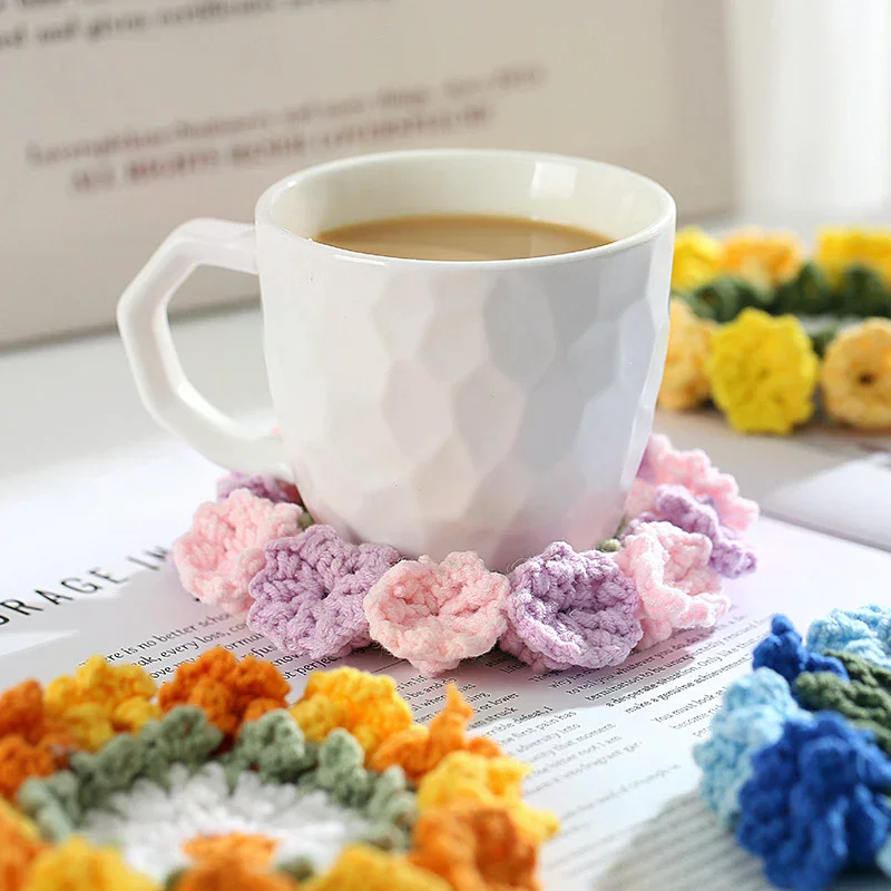 Posavasos de ganchillo de lirio del valle, mantel individual con flores, ramo, almohadilla para tazas, tapete para tazas de café, regalo único para el día de la madre
