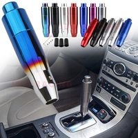Automatic Shift Knob Metal Car Shifting Push Button Aluminum Shifter Lever Handle Long Stick Gear Head Fit Most Auto Transmissio