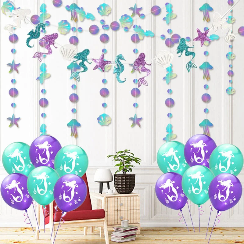 Under the Sea Party Decorations Colorful Bubble Garlands Banners Girl Mermaid Ocean Theme Birthday Party Decor Baby Shower