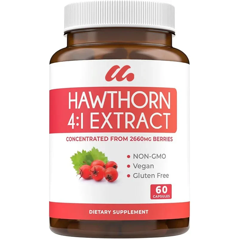 

Hawthorn Berry Capsules - Digestive and Heart Health Supplements - Fresh Berry Concentrate - Men and Women -60 Vegetarian Pills