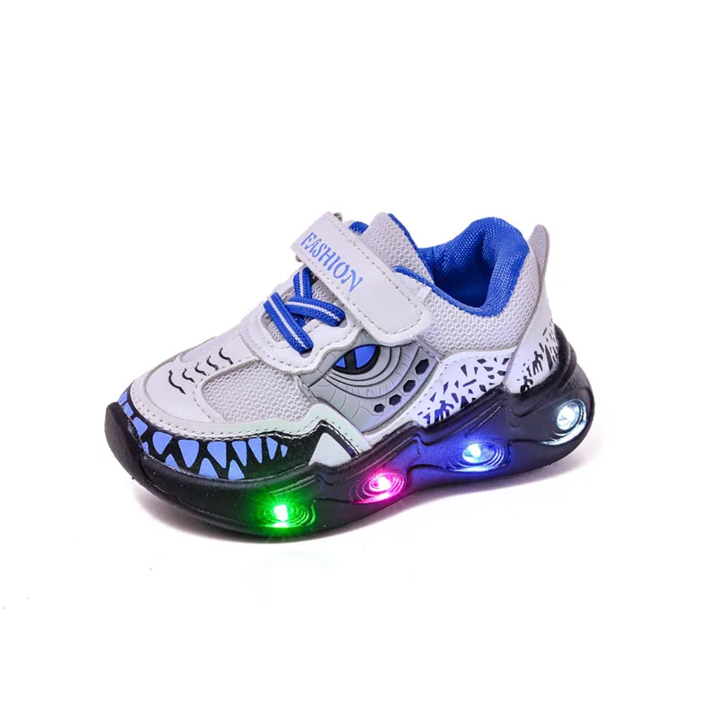 Tenis De Niño Child Sneakers 2024 Boys New Cartoon Kid Shoes Child Baby Autumn LED Luminous Sports Shoes Kids Shark Casual Shoes