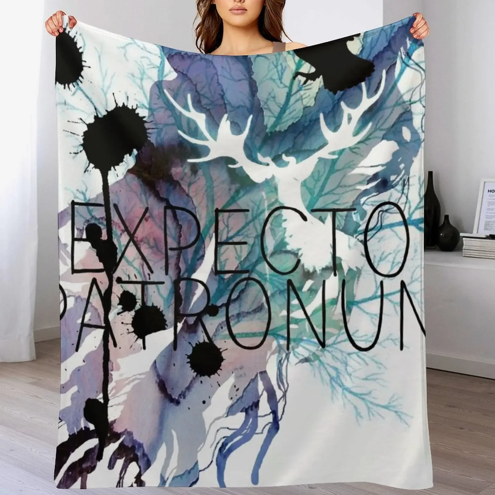 

New EXPECTO PATRONUM HEDWIG WATERCOLOUR Throw Blanket Sleeping Bag Multi-Purpose wednesday christmas gifts Blankets