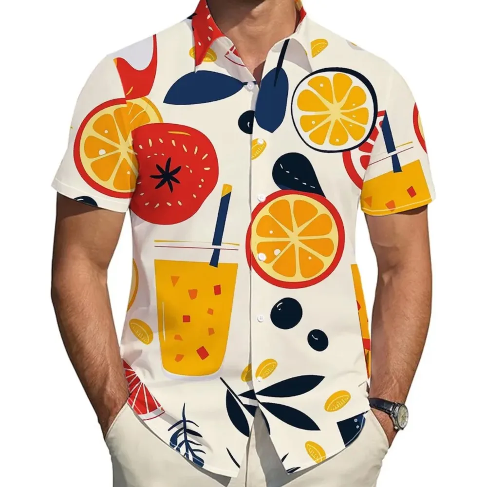 

2026 Top Casual Men's T-shirts Shirts For Man Men's Shirts Menswear Clothing Personality Trendy Fashion Printed Vacation Buttons