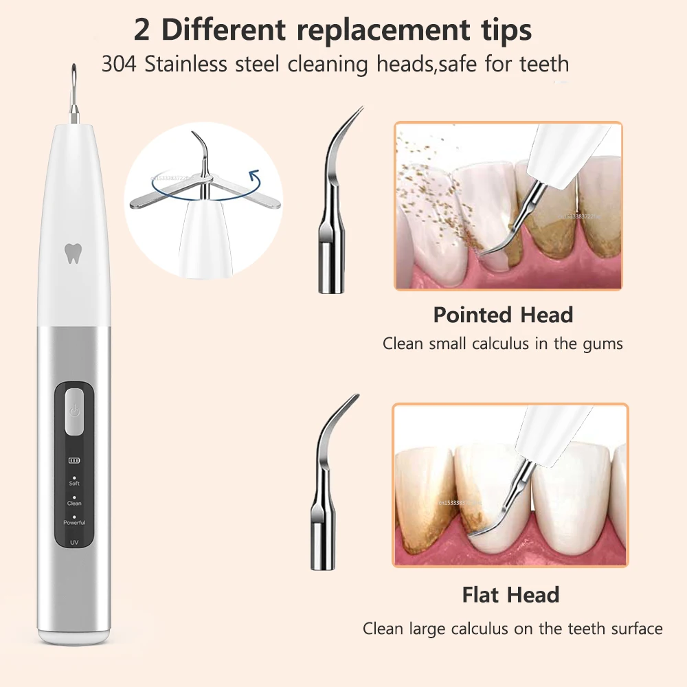 Ultrasonic Dental Scaling Tooth Cleaner Plaque Removal Sonic Dental Stone Remover Ultrasound for Teeth Stain Tartar Calculus