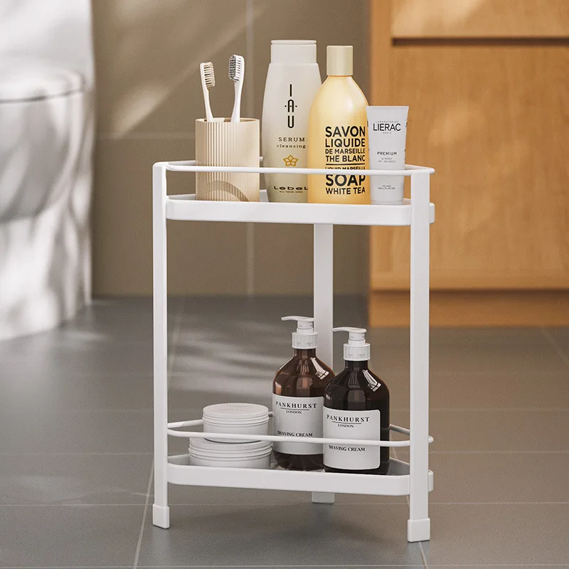 

Metal Storage Organizer Shelf Bathroom Home Kitchen Makeup Skincare Shampoo Tabletop Holder Cosmetic Desk Rack Tripod Corner