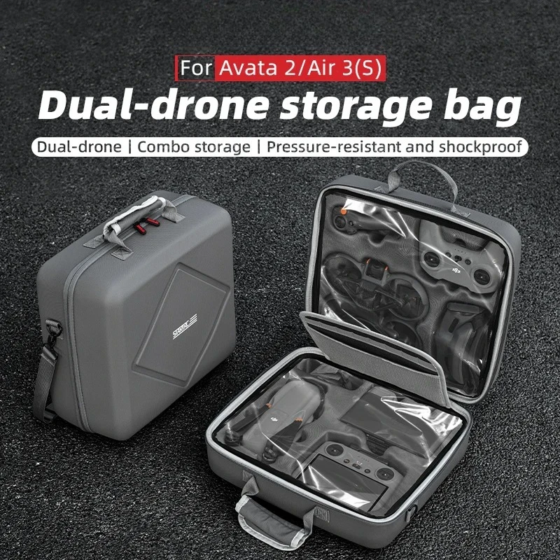

Dual Drone Storage Bag For DJI Avata 2/Air 3/3S/Mini 4 Pro Drone Travel Carrying Case Portable Shoulder Bag PU Handbag