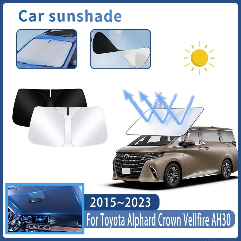 Car Sun Visor For Toyota Alphard Crown Vellfire AH30 2015~2023 Front Windshield Sunshade Heat Insulation Summer Auto Accessories