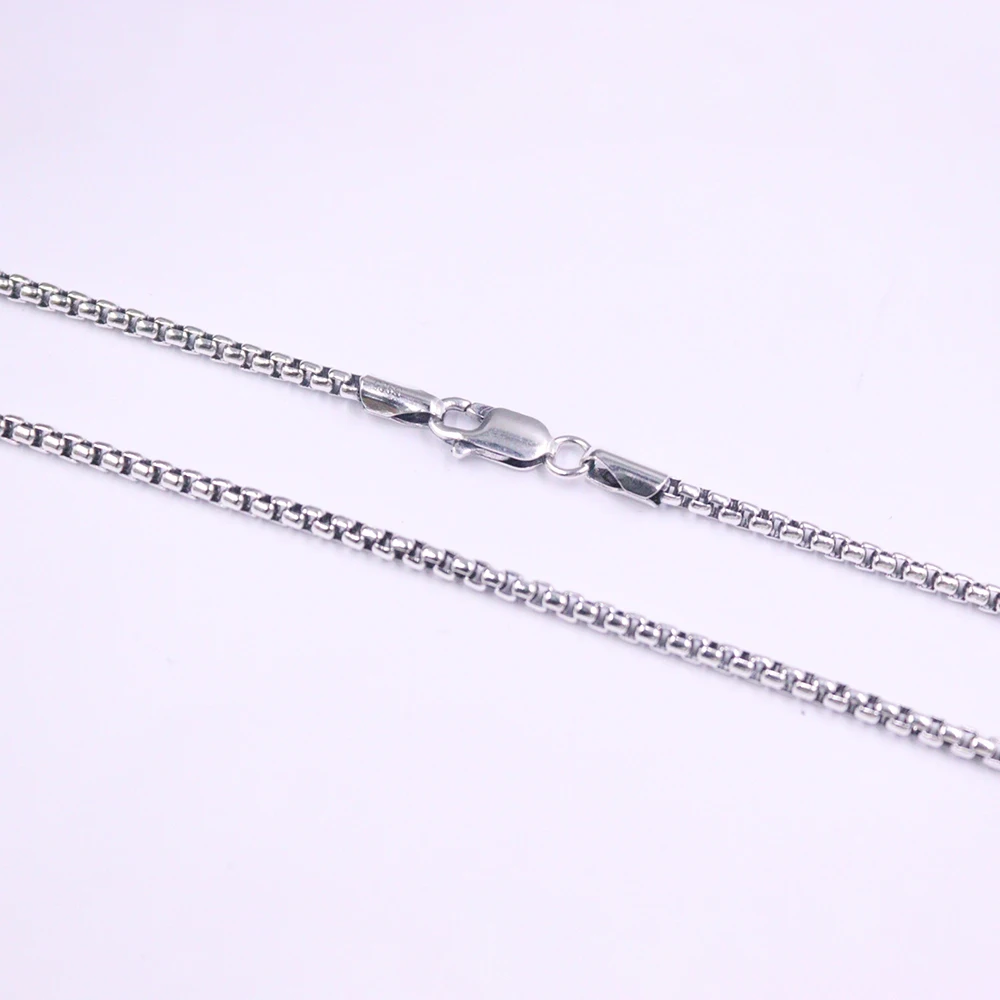 Real S925 Sterling Silver Necklace Women Men 2.5mm Square Box Link Chain 20-28inch 13-19g